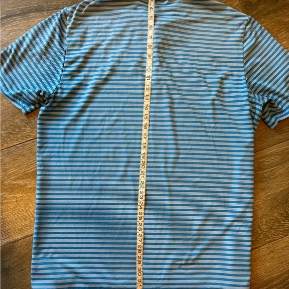 Adidas Mens lightweight breathable blue/white striped golf shirt size Large - Picture 6 of 6